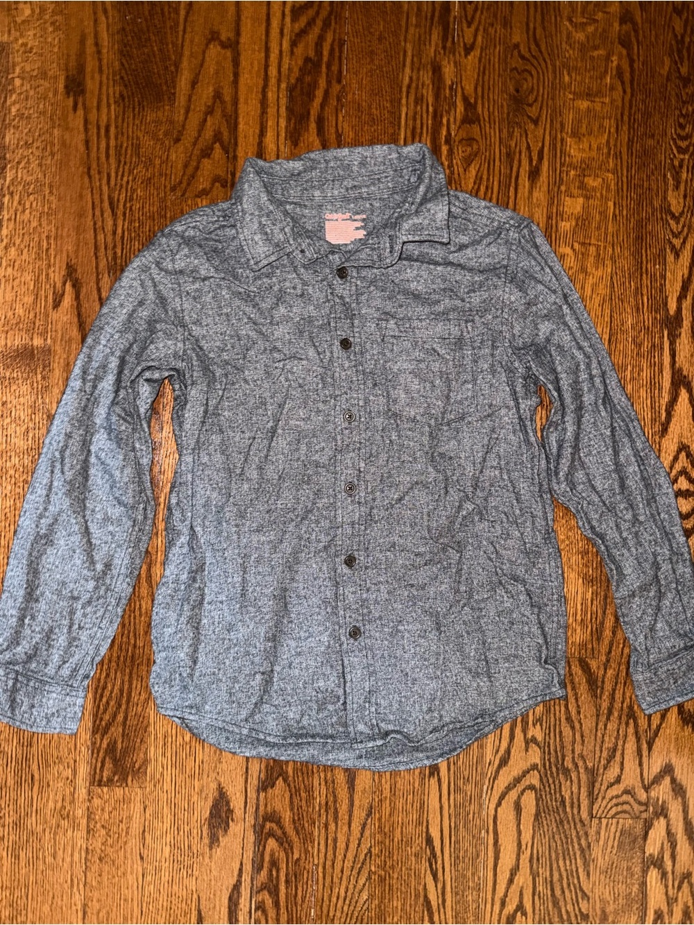 Cat & Jack Heathered Blue Long-Sleeve Button-Down Shirt